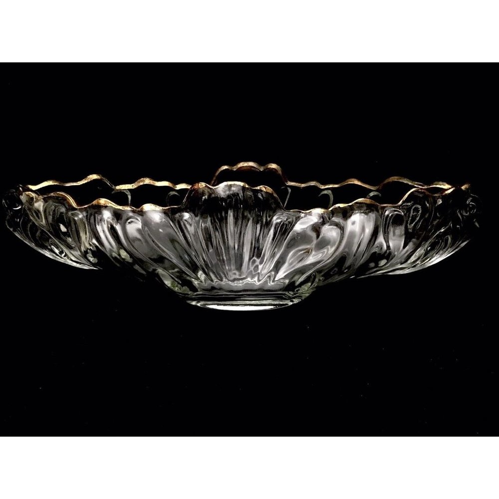 Vintage Jeanette Gondola Bowl With 22k Gold Trim Antique Fruit Bowl Centerpiece